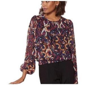 Evereve Stelle Abstract Blouse Top Size Medium
